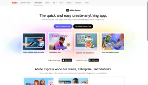 Adobe Express online design tool homepage