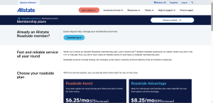 Allstate Roadside Assistance page