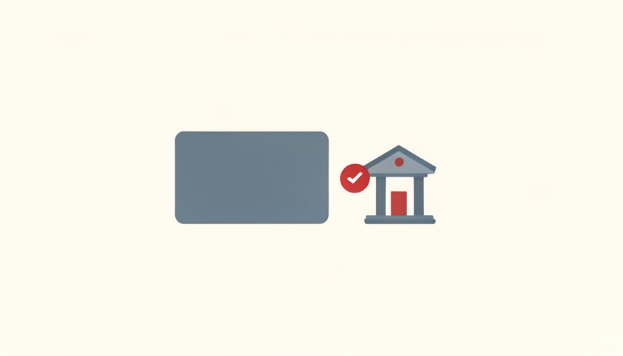 Illustration of a bank card and a bank building icon representing closing a bank account