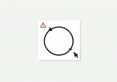 A subscription card wrapped in a circular auto-renew arrow with a red warning triangle and a mouse cursor