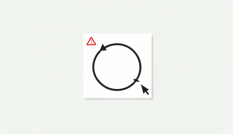 A subscription card wrapped in a circular auto-renew arrow with a red warning triangle and a mouse cursor
