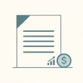 Illustration of an invoice document with a coin and a small growth chart, representing small-business accounting software