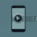A video play button and rewind symbol emerging from a smartphone, symbolizing old footage resurfacing