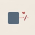 Flat illustration of a home blood pressure monitor with a heart symbol and an irregular pulse line