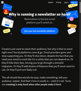 Buttondown newsletter platform homepage