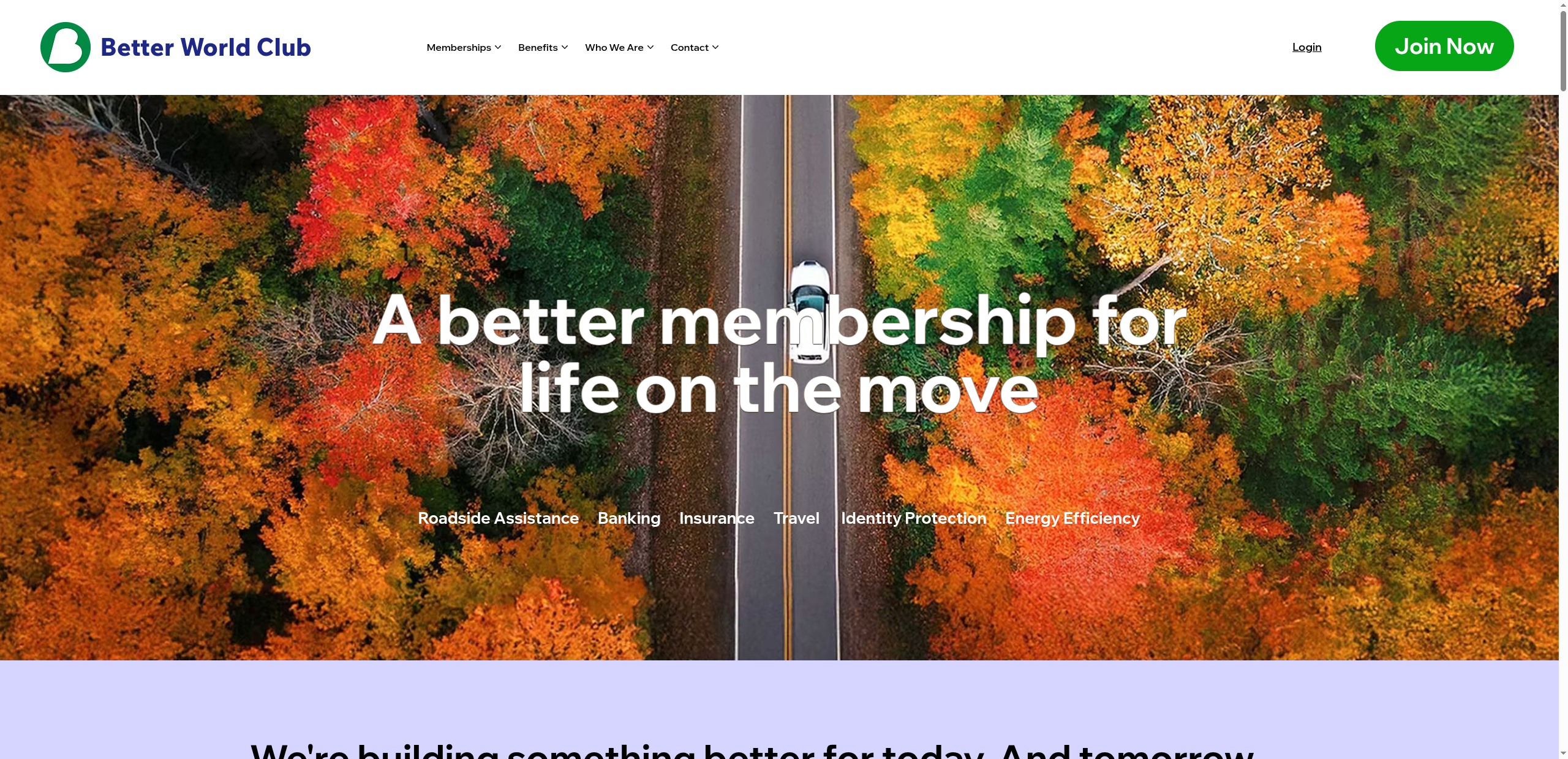 Better World Club roadside assistance home page