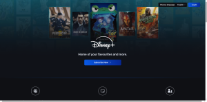Disney Plus streaming homepage