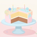 A decorative celebration cake sliced cleanly in half on a cake stand with pastel frosting