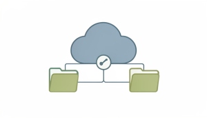 A simple illustration of a cloud connected to two folders, representing shared family cloud storage