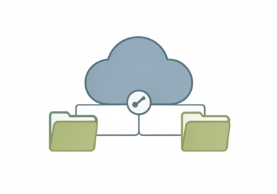 A simple illustration of a cloud connected to two folders, representing shared family cloud storage