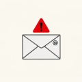 An email envelope icon with a copyright symbol badge and a red warning triangle above it