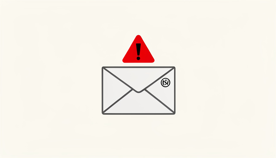 An email envelope icon with a copyright symbol badge and a red warning triangle above it