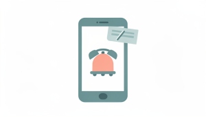 A minimalist illustration of a smartphone showing an alarm bell with a notification banner sliding off the top under a slash mark