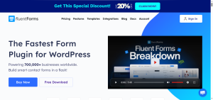 Fluent Forms WordPress form plugin home page