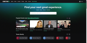 Gametime last-minute ticket app homepage