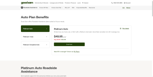 Good Sam auto roadside assistance plan benefits page