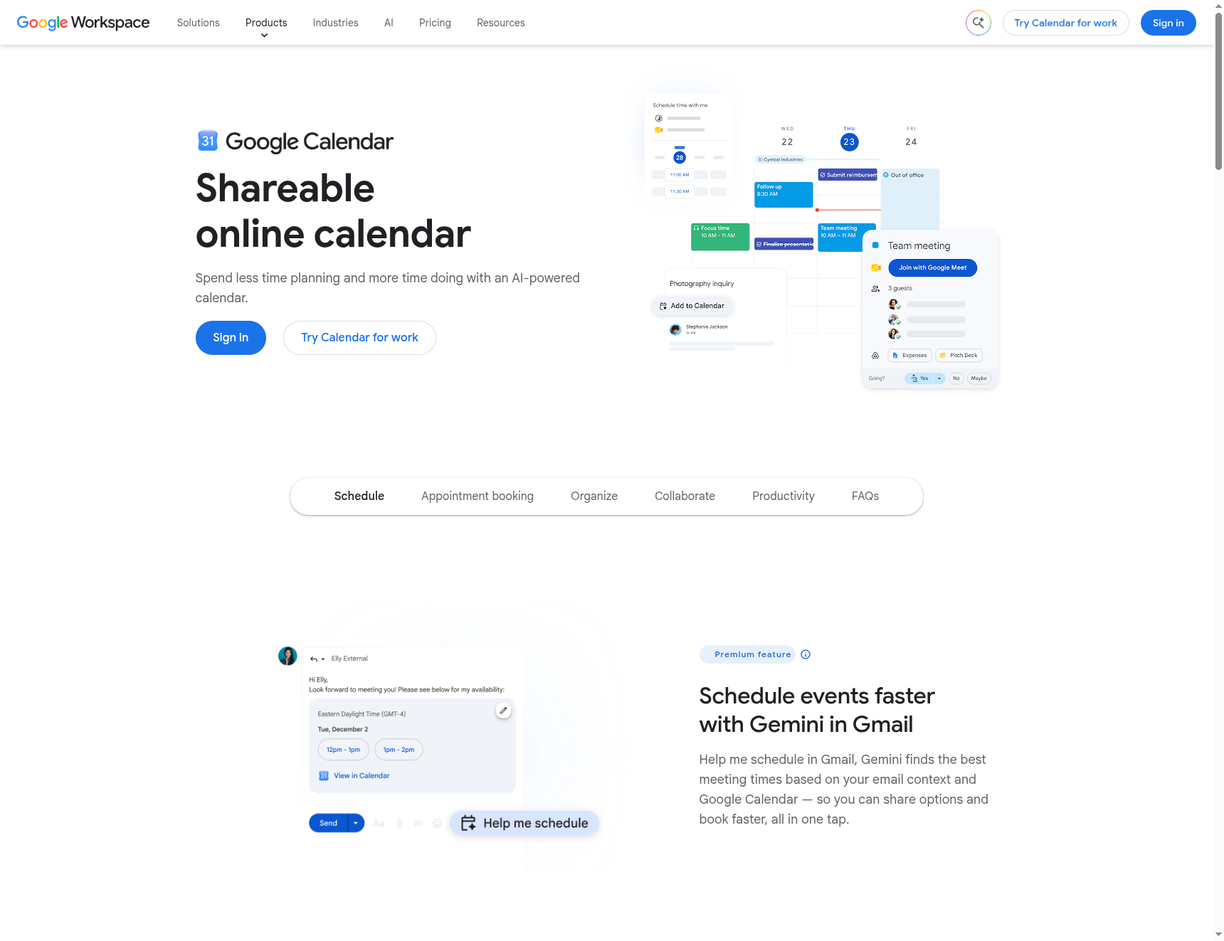 Google Calendar shared calendar homepage