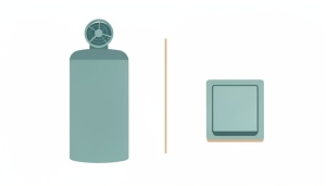 A minimalist illustration comparing a tall heat pump water heater tank with a fan on top to a small wall-mounted tankless unit