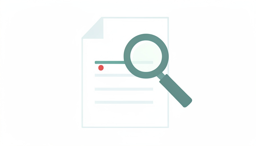 A minimalist illustration of a paper invoice with a magnifying glass over one line and a small red dot marking a charge