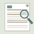 A minimalist illustration of a medical insurance statement with a magnifying glass over one row