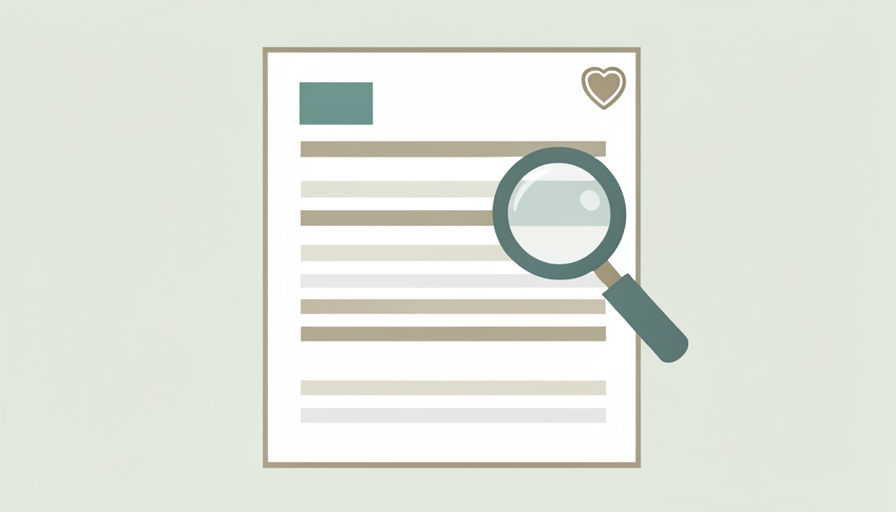 A minimalist illustration of a medical insurance statement with a magnifying glass over one row