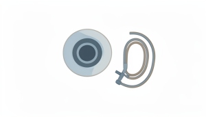 A minimalist illustration of a sink drain opening beside a coiled drain snake tool