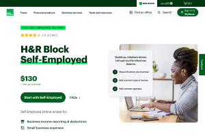 H&R Block Self-Employed online filing page