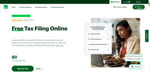 H&R Block Free Online tax filing page