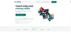 Modak teen money and debit card app homepage