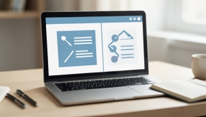 A researcher comparing two AI research tools on a laptop with notes and documents