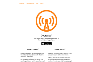 Overcast podcast app homepage