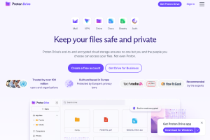 Proton Drive private cloud storage page
