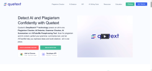 Quetext plagiarism checker homepage