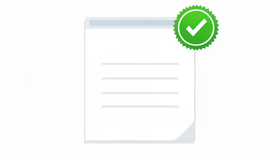 A single sheet of paper with blank placeholder lines and a green checkmark passing over a scanner bar