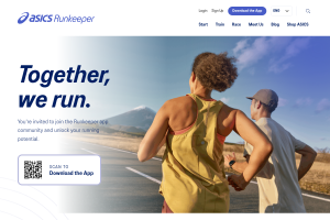 ASICS Runkeeper homepage showing run tracking app