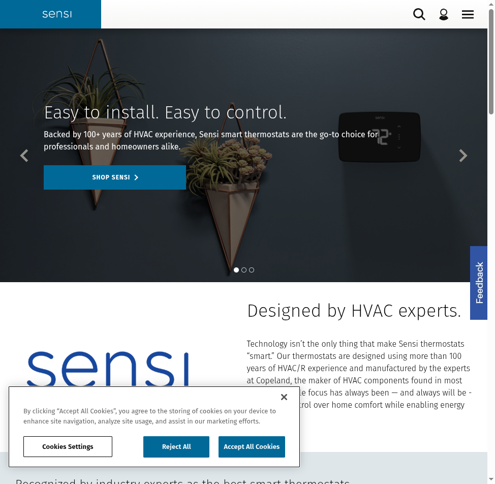 Emerson Sensi smart thermostat homepage