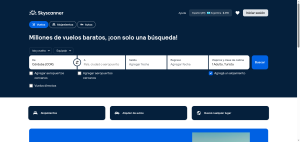 Skyscanner flight search homepage