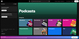 Spotify podcasts page