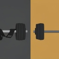 Two loaded barbells side by side, one with lifting straps and one bare