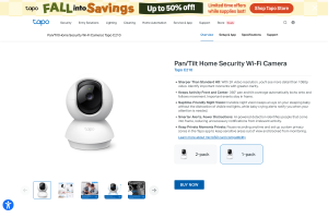 TP-Link Tapo C210 pan-tilt indoor camera product page