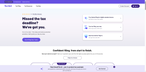 TaxAct online tax filing home page