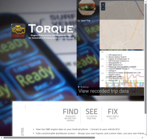 Torque Pro OBD2 Android app homepage