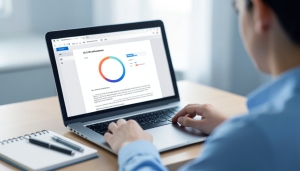 A student reviewing an essay and an AI-detection report on a laptop