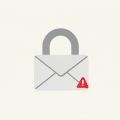 A padlock icon overlapping an email envelope with a small red warning triangle