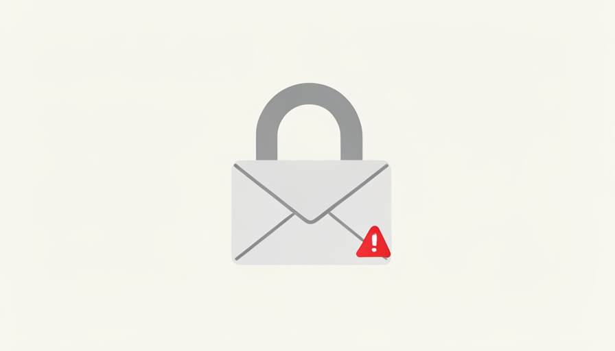 A padlock icon overlapping an email envelope with a small red warning triangle