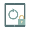 A minimalist illustration of a tablet showing a circular reset arrow with a padlock beside it