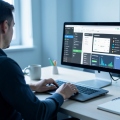 A web professional at a desk reviewing DNS and hosting settings on a laptop during a site migration