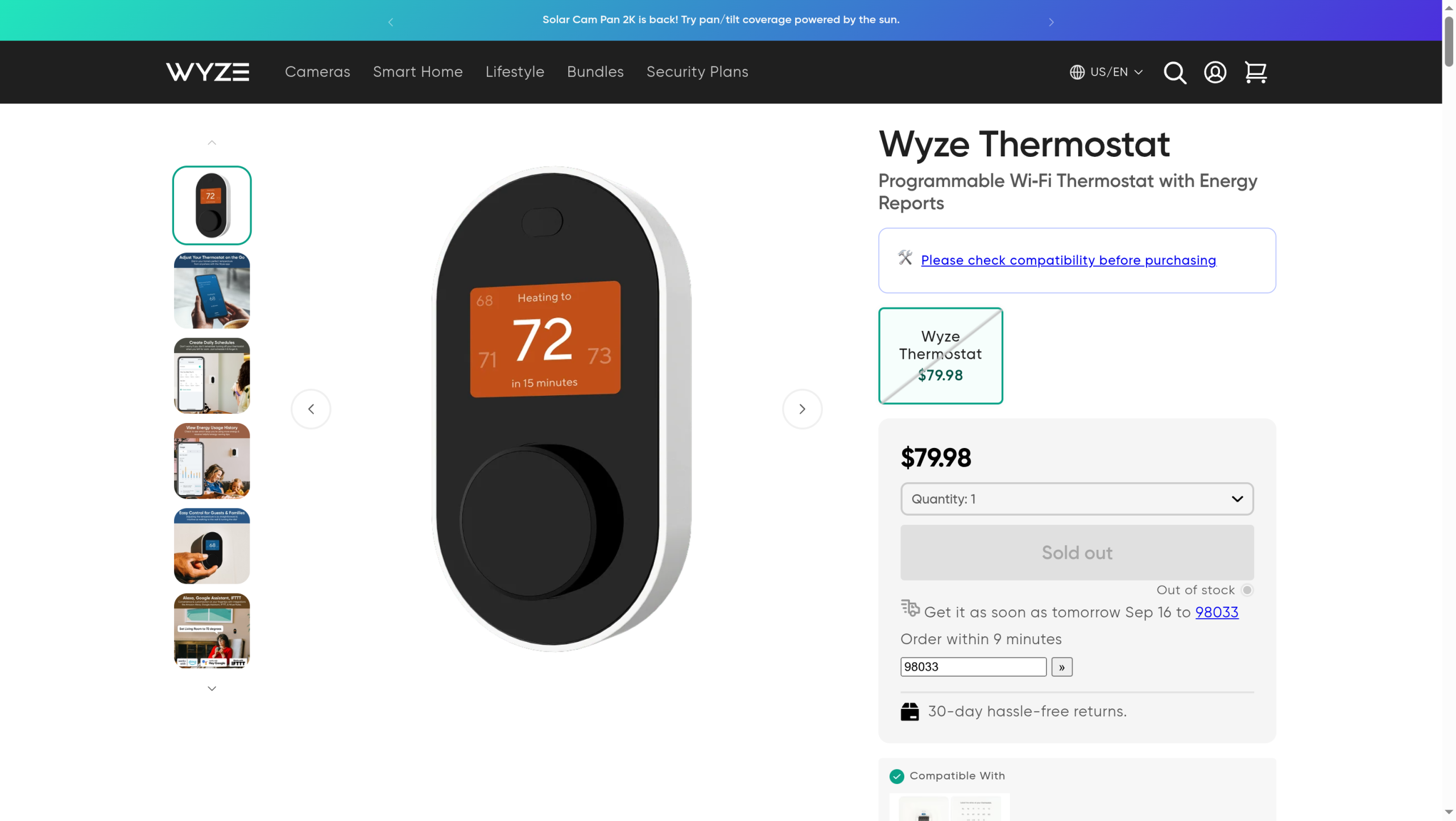 Wyze Thermostat product page