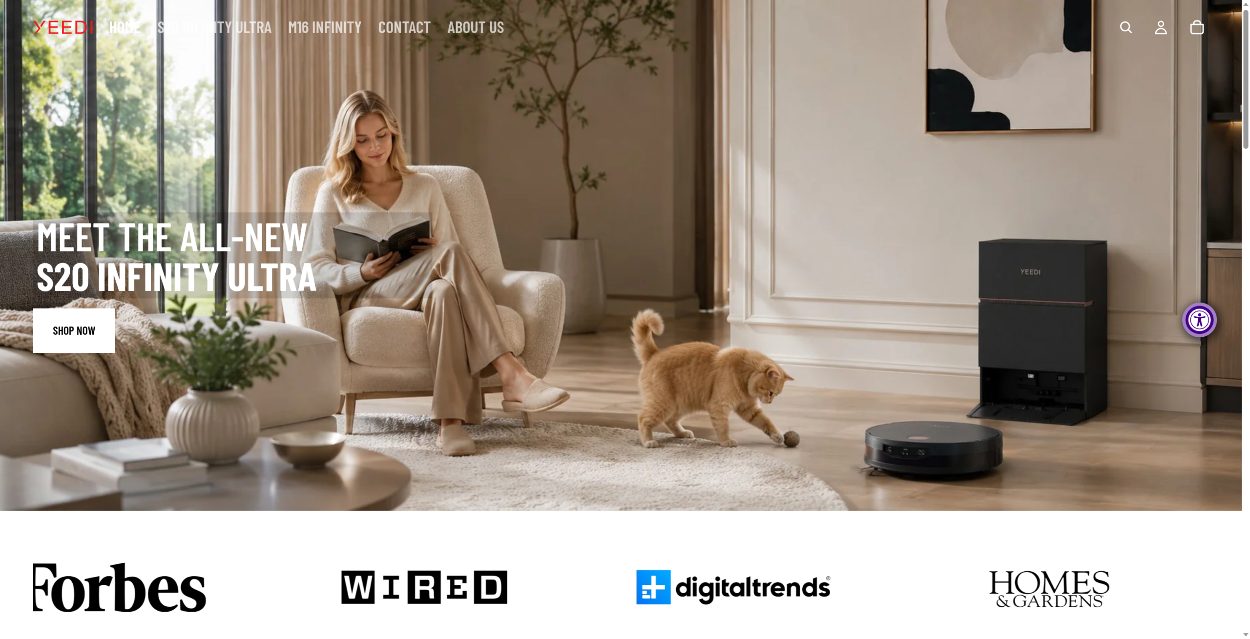 Yeedi robot vacuum homepage
